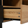 Modern TV Stand with 2 Doors & 2 Drawers - Black & Wood Media Unit, 190x38x48cm
