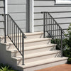 Iron Handrail Stair Railing Hand Rail Kit 3-4 Steps Outdoor Black w/ Bars Black