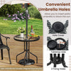 Outdoor Table Round Bistro Table w/ Umbrella Hole Black