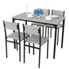 Modern Dining Table and 4 Chairs Set Metal Frame for Bar Kitchen Home Grey/Brown