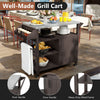 Movable Prep Table Outdoor Grill Cart w/ Shelves-Brown