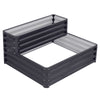 2 Tier Garden Metal Black Planter Flower Raised Bed Herb Grow Box Container