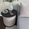 Sofa Side End Table with Stool Nested Pouffe Footstool Chair Round Coffee Table
