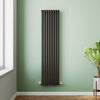 Vertical Radiator Black Oval Column Single 1600 x 392 Tall Upright Modern Rads