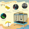 3-in-1 Kids Trampoline 6FT Rectangle Toddler Trampoline w/ Swing Horizontal Bar