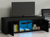 Modern TV Unit Stand Cabinet Sideboard Black High Gloss Doors with LED Lights UK