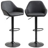 Adjustable Bar Stools Set of 2, Swivel Barstool W/ Footrest Black