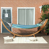 Hammock with Stand, Triple-Head Wood Garden Hammock with Cotton Bed, Blue