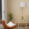Modern Floor Lamp Tripod Freestanding Wooden Light w/Storage Shelf Reading Light