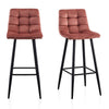 2 pcs Modern Grey Breakfast Bar Stools Velvet Padded Seat Metal Legs Kitchen Pub