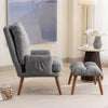 Lazy Chair with Footstool Relax Lounge Chair Accent Armchair Sofa Chair Grey