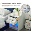 LED Bedside Table with Charging Station Side Table End Table Bedside Cupboard