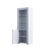 Tall Display Cabinet with High Gloss Grey Door and LED Light Wooden Bookshelf UK