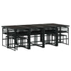 13 Piece Garden Dining Set Black Poly Rattan W0T5