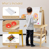 Kids Art Easel 3 in 1 Double-Sided Storage Easel Toddlers Wooden Easel-Natural