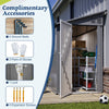 BIRCHTREE 4x8ft Lean To Garden Shed Metal Storage Tool House Pent Roof Grey