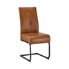 2PCs Dining Chairs PU Metal Legs Leisure Reception Chair Restaurant Brown