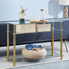 3 Tier Clear Tempered Glass Console Table Storage Shelf Golden Tubes Living Room