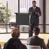 Rolling Podium Stand with Tilted Tabletop & Edge Stopper