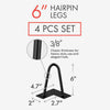4Pcs Hairpin Table Legs Durable DIY Furniture Metal Table Legs w/ Screws & Feet