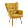 Wingback Lounge Armchair & Footrest Linen Wood Living Room Single Sofa Chair Set