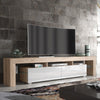 200cm I Modern TV Unit I Cabinet with Storage I Oak I High Gloss White Doors