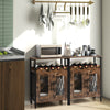 Industrial Wine Bar Cabinet Kitchen Storage Sideboard W/ Wine Rack Glass Holders