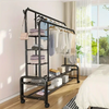 Heavy Duty Double Clothes Rail Rack Garment Hanging Stand Open Wardrobe Shelf