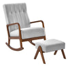 Modern Rocking Chair Upholstered Fabric Rocker Glider Chair with Ottoman