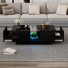 Black Coffee Table With 2 Drawers Storage, RGB LED Lights, Living Room Furniture