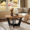 Round Wood Coffee Table, Farmhouse 31.5" Small Center Tea Table for Living Room