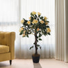 Artificial Yellow Rose Tree in Pot Fake Flower Plant Outdoor Home Office Decor