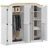Wardrobe White 194x52x186 Solid Wood Pine R7M2