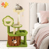 Cute Cat Tree for Adult Cats with Plush Napping Bed & Pompom-Green