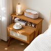 Vintage Nightstand Rattan Bedside Table w/ Cabinet Shelf Drawer Bedroom Storage