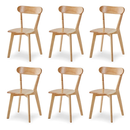 6pcs Solid Wood Dining Chairs Practical Kitchen Chair Curved Backrest Diningroom