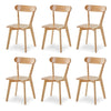6pcs Solid Wood Dining Chairs Practical Kitchen Chair Curved Backrest Diningroom