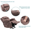Electric Recliner Chair Fabric Upholstered Armchair Massage Heating Sofa Brown
