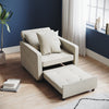 Folding Sofa Bed Fabric Cream Sleeper Pull Out Convertible Arm Chair Adjustable