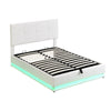 Double Bed Frame with Storage 4ft6 Ottoman Upholstered Bed Frame with LED Strip