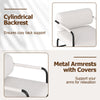 Comfy Side Armchair Modern Leisure Chair with Metal Armrests-White