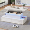 Lift Top LED Coffee Table with Storage Drawer Wooden Living Room Furniture White