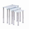 3x White Marble Tempered Glass Side End Table Nested Table Stainless Steel Tubes