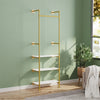 Large Industrial Pipe Clothes Rail Gold Garment Rack 3 Tier Wooden Shelf Closet
