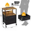 Bedside Table with Charging Station, Nightstand with 2 Outlets and 2 USB Ports