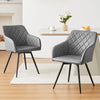 2X 360° Dining Chairs Faux Leather Padded Seat W/Metal Legs Diamond Design Grey