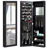 Mirrored Jewelry Cabinet Wall Mounted Hanging Jewelry Armoire Black
