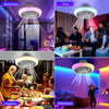 LED RGB Ceiling Fan Light Adjustable Wind Speed Remote Control W/ Music Speaker