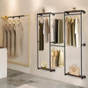 Industrial Pipe Clothing Rack Wall Mounted Corner Clothes Rail Closet System Rod