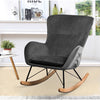 Velvet Wing Back Rocking Chair Wood Curved Legs Padded Seat Lounge Armchair